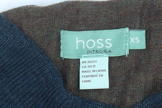 Hoss Intropia Women's Brown Blue Pullover Jumper XS Merino Wool Blend