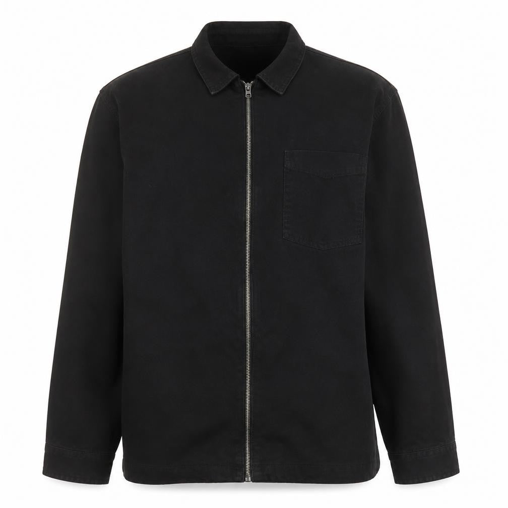 Bershka Men's Black Cotton Full Zip Casual Jacket XL