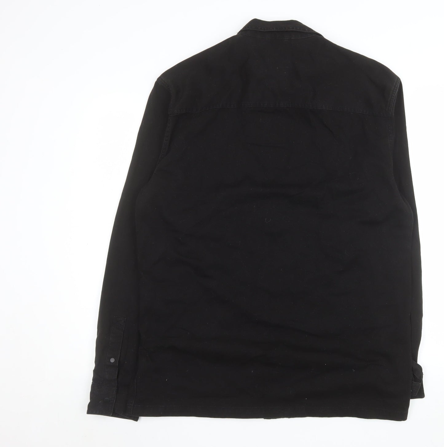 Bershka Men's Black Cotton Full Zip Casual Jacket XL