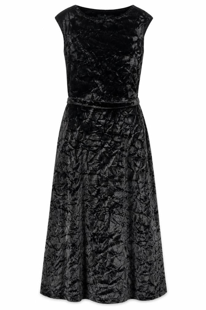 Next Women's Black Velvet Sleeveless A-Line Midi Dress Size 10