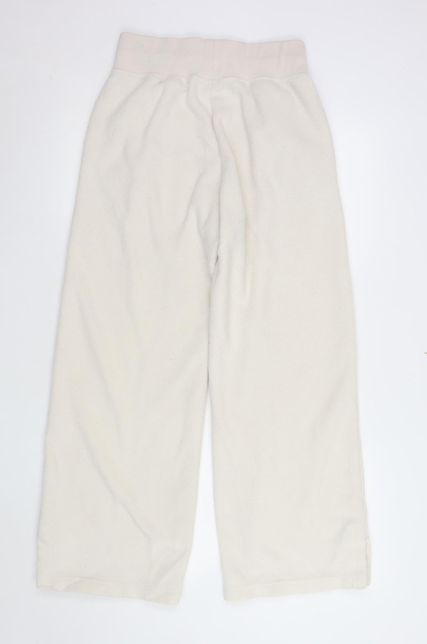 Nike Women Beige Fleece Wide-Leg Sweatpants Size S