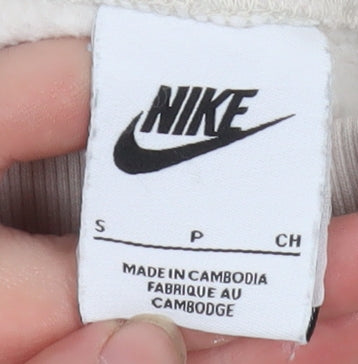 Nike Women Beige Fleece Wide-Leg Sweatpants Size S