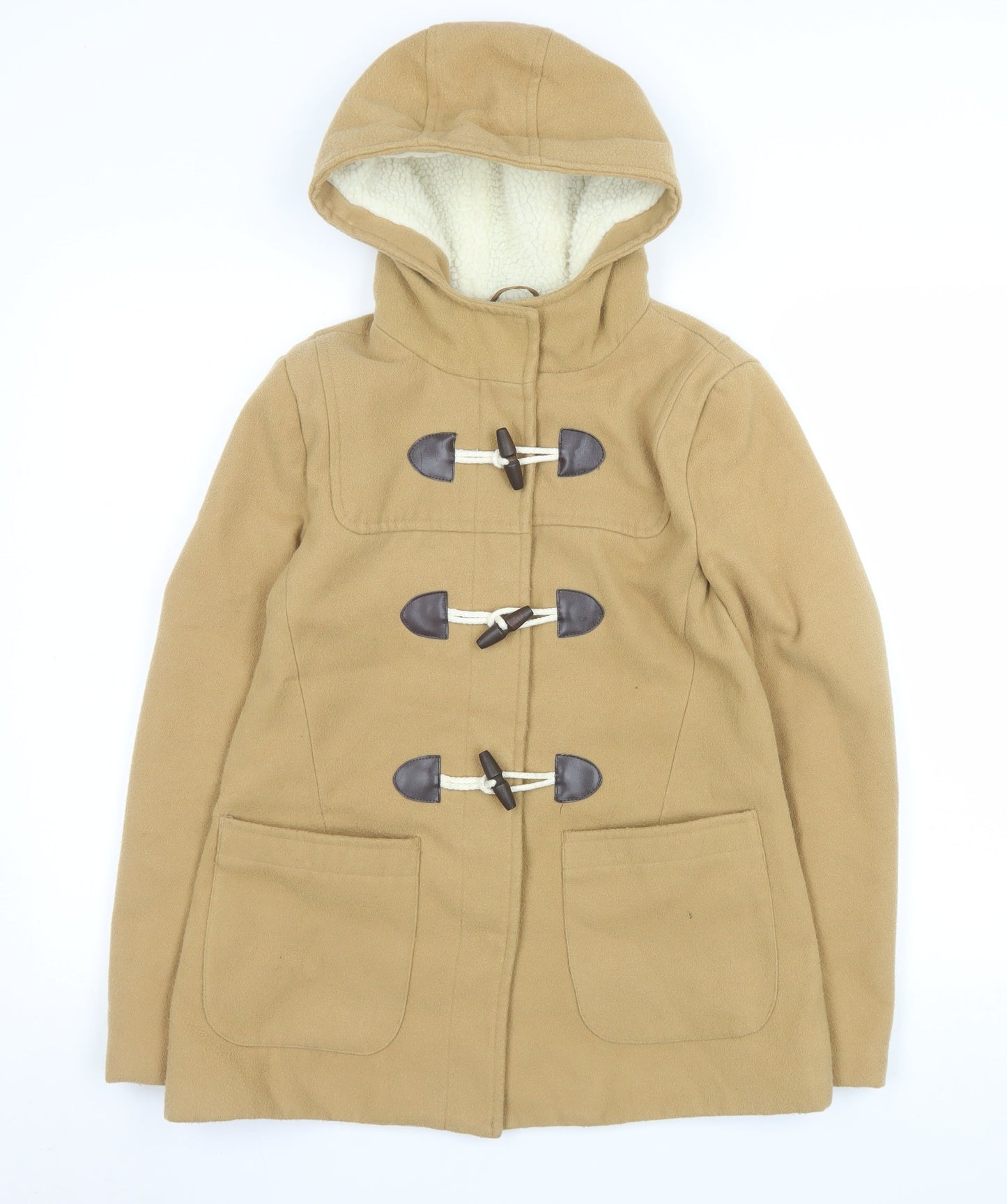 Atmosphere Women Beige Hooded Toggle Duffle Coat Size 8