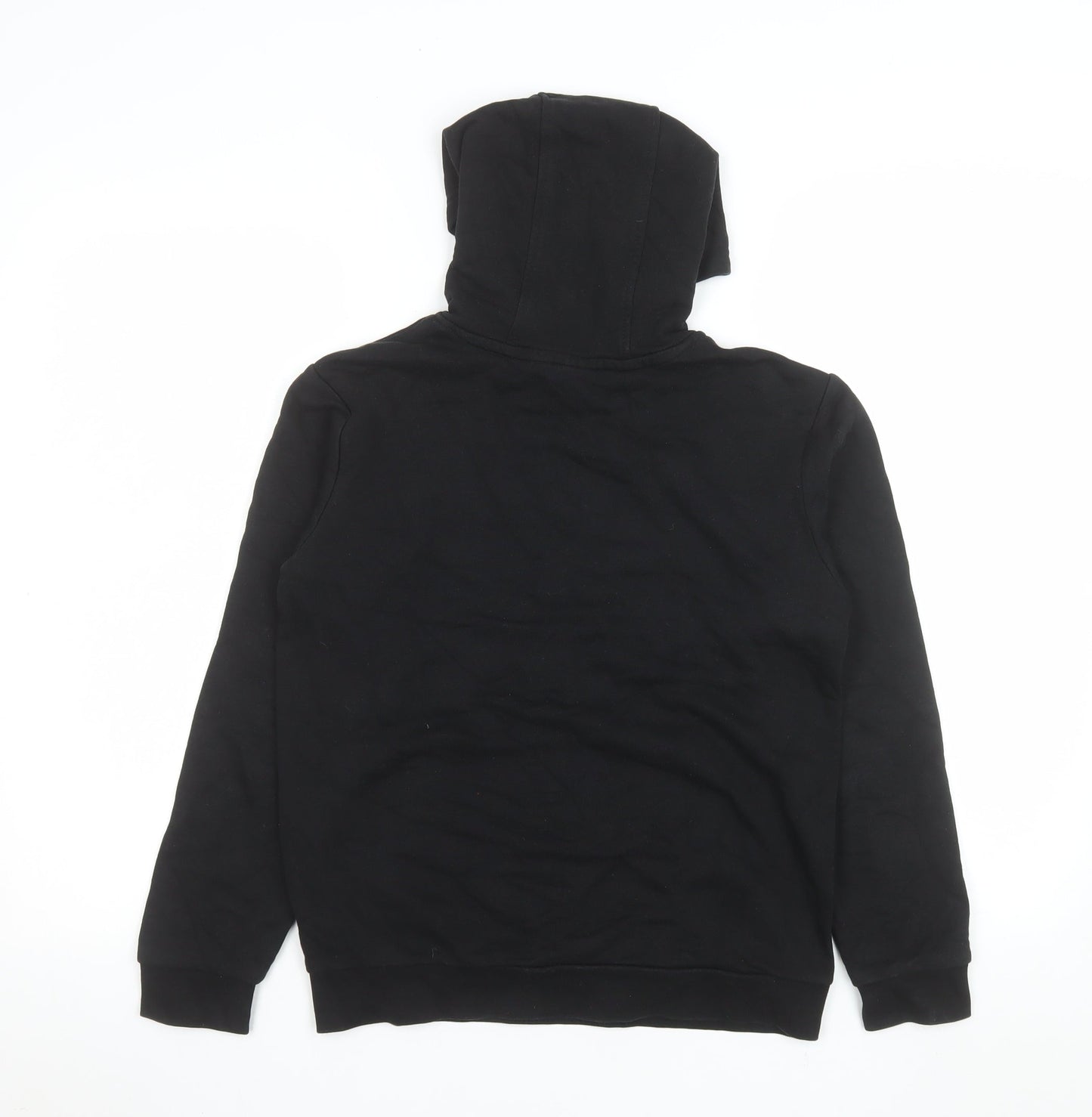 Adidas Boys Black 11-12 Years Pullover Hoodie with Logo Print