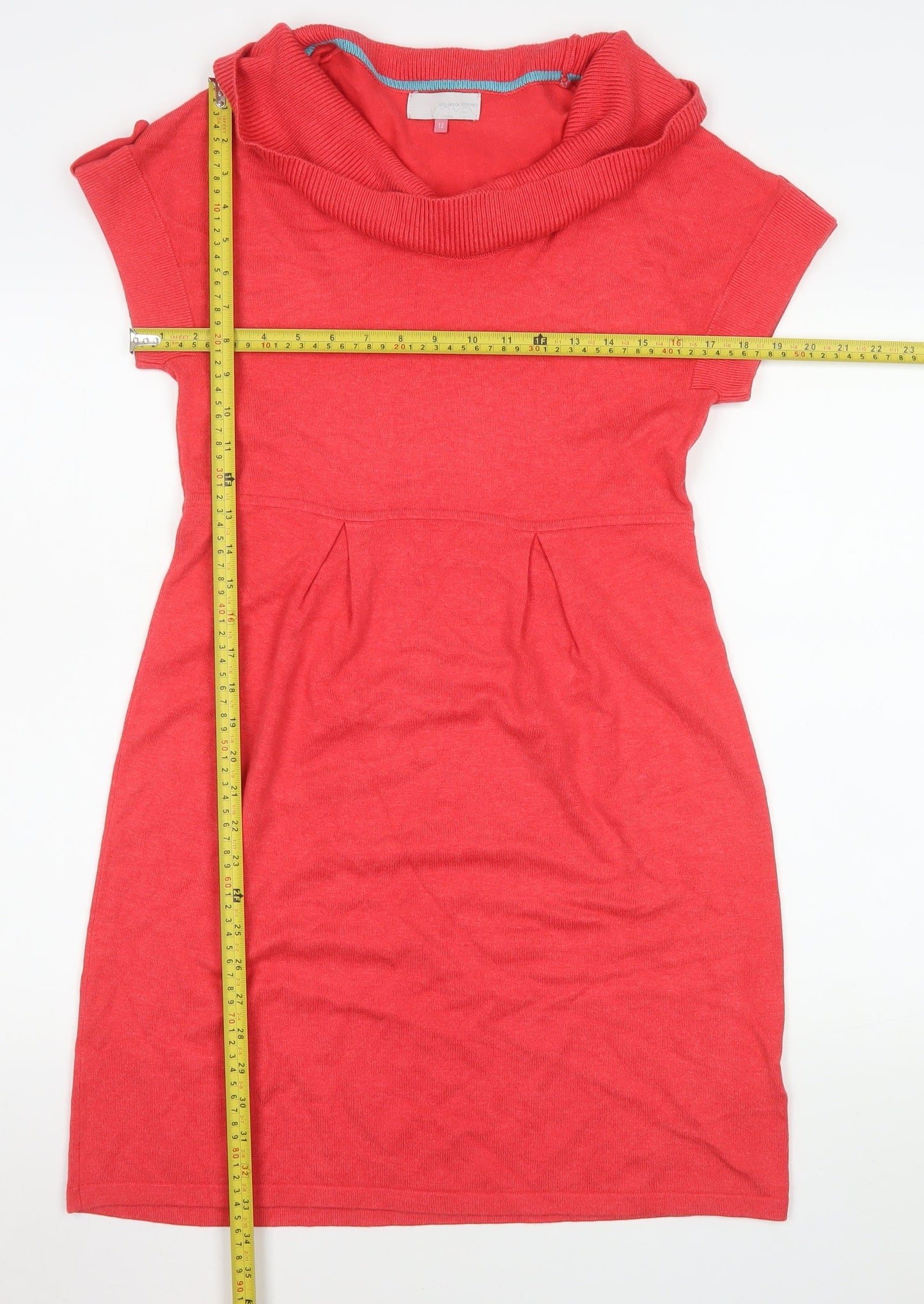 John Lewis Women Red Cowl Neck Knit Shift Dress Size 12