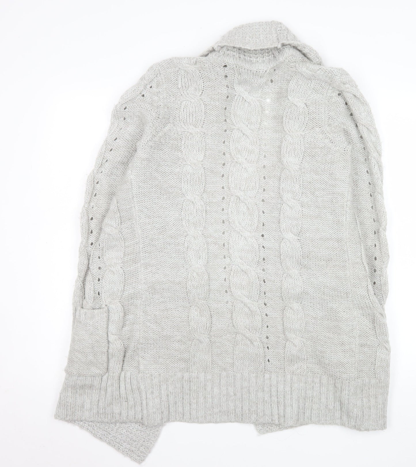 New Look Women’s Grey Cable-Knit Long Sleeve Acrylic Cardigan UK 10