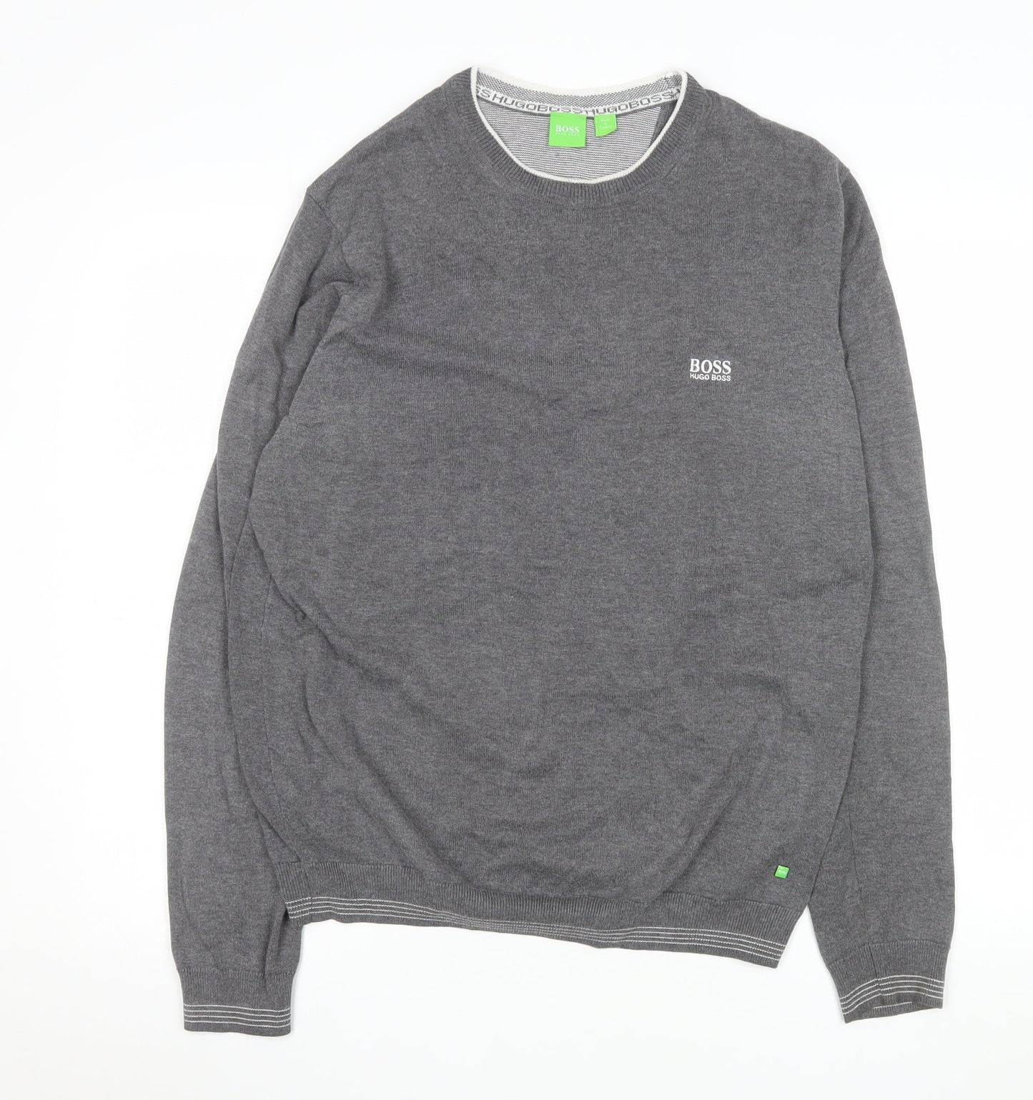Hugo Boss Men's Grey Knit Crew Neck Pullover Sweatshirt L