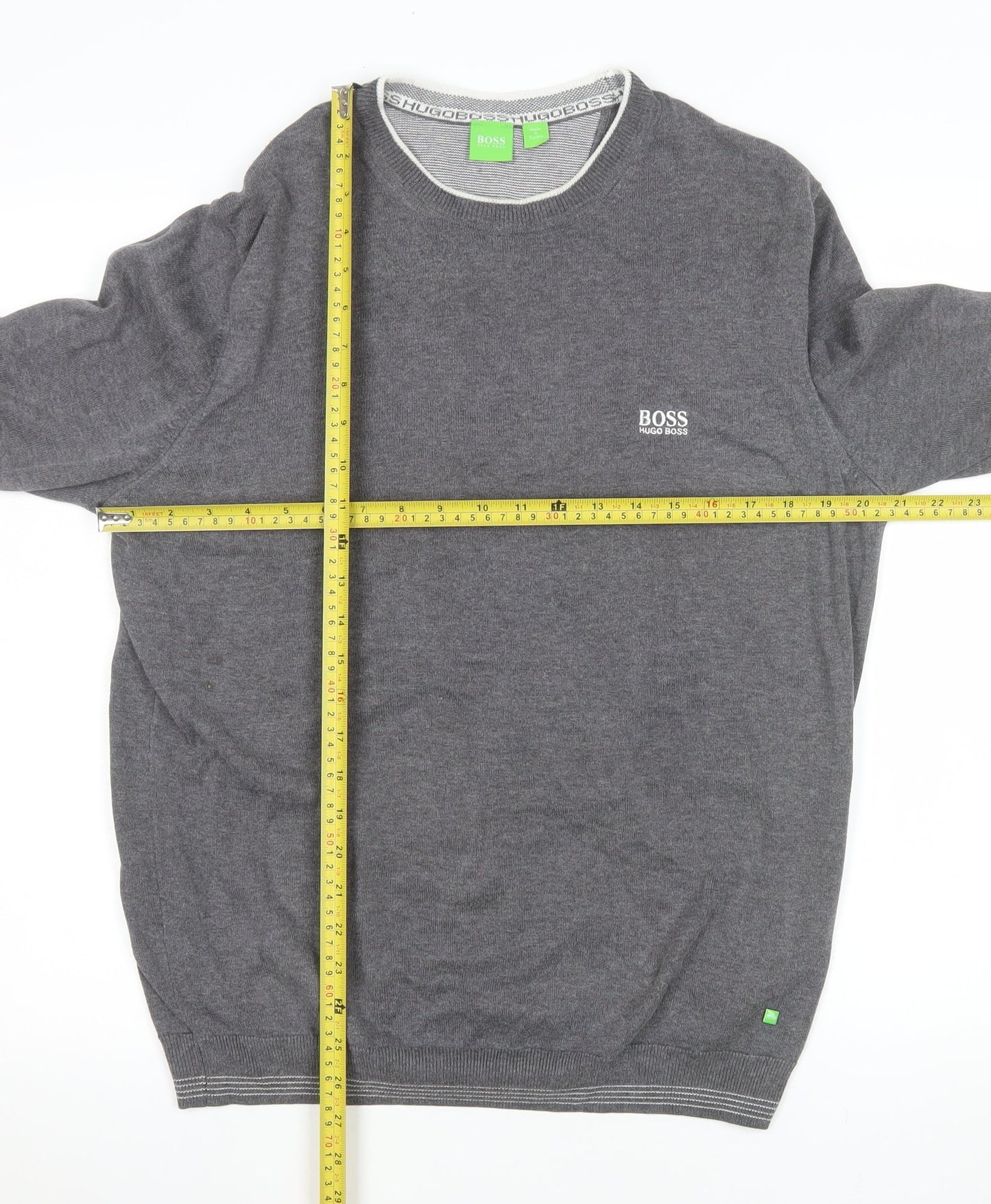 Hugo Boss Men's Grey Knit Crew Neck Pullover Sweatshirt L