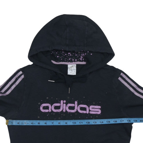 Adidas Womens Black Hoodie Size 14 Hooded Pullover Sweatshirt
