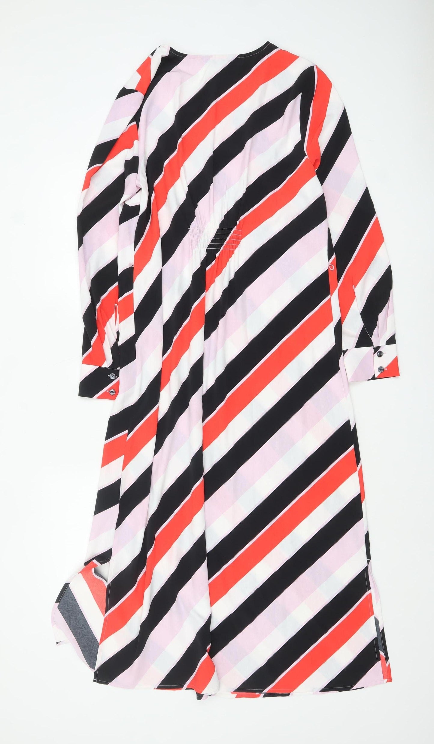 Marks and Spencer Women’s Multicoloured Stripe A-Line Midi Dress Size 12