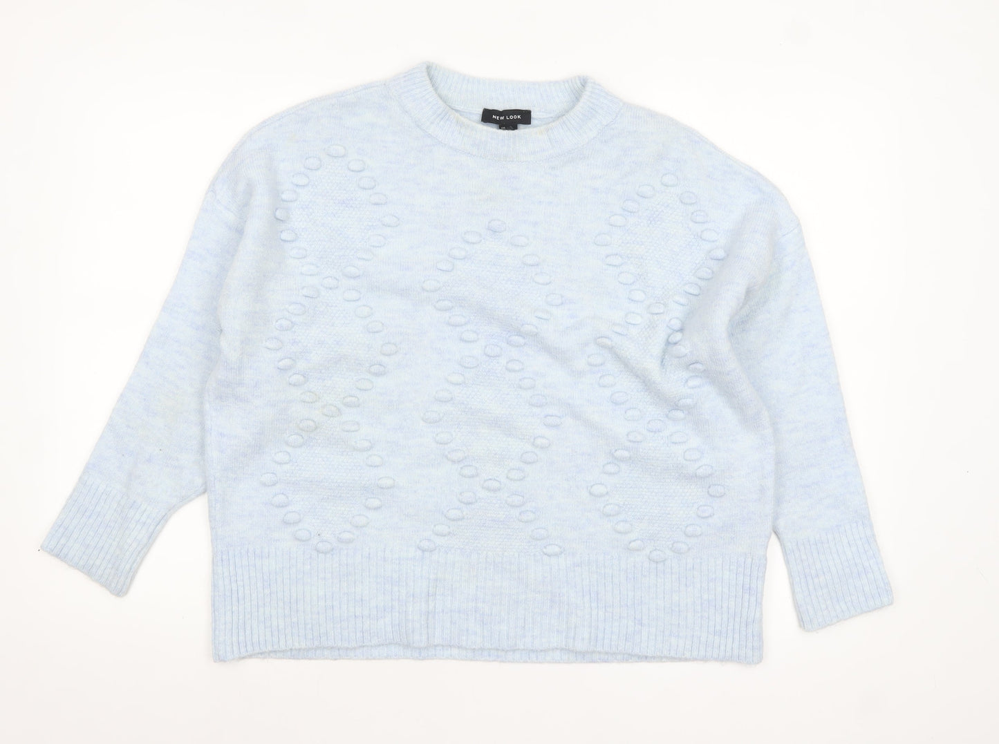 New Look Women's Blue Cable-Knit Crew Neck Jumper M