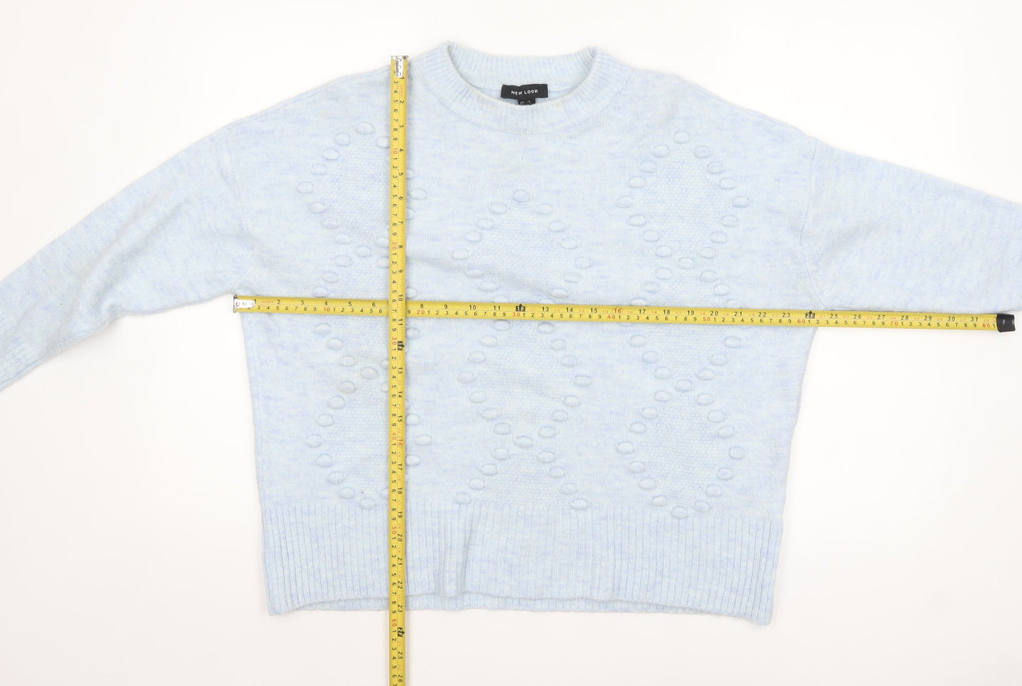New Look Women's Blue Cable-Knit Crew Neck Jumper M