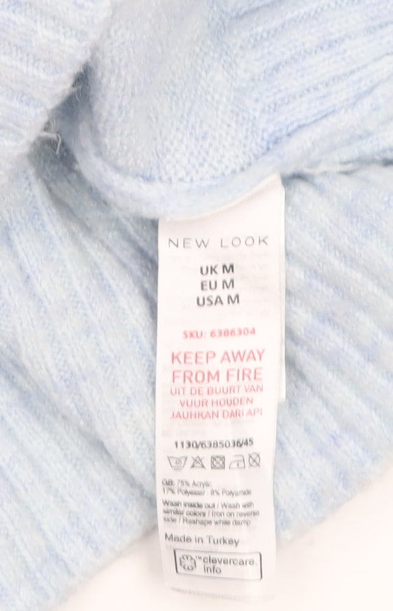 New Look Women's Blue Cable-Knit Crew Neck Jumper M