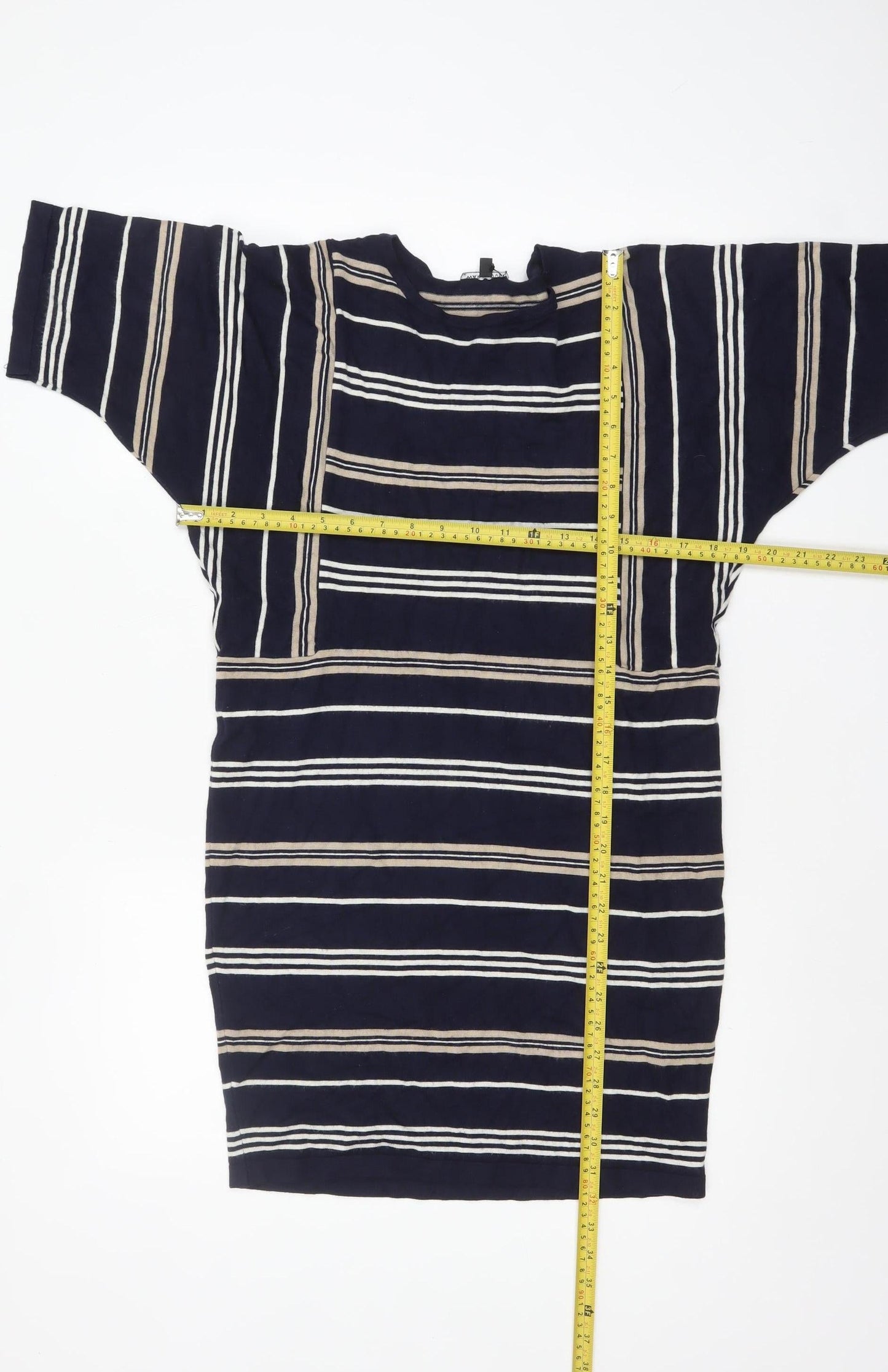 Warehouse Women Blue Striped Knit Shift Dress UK 10