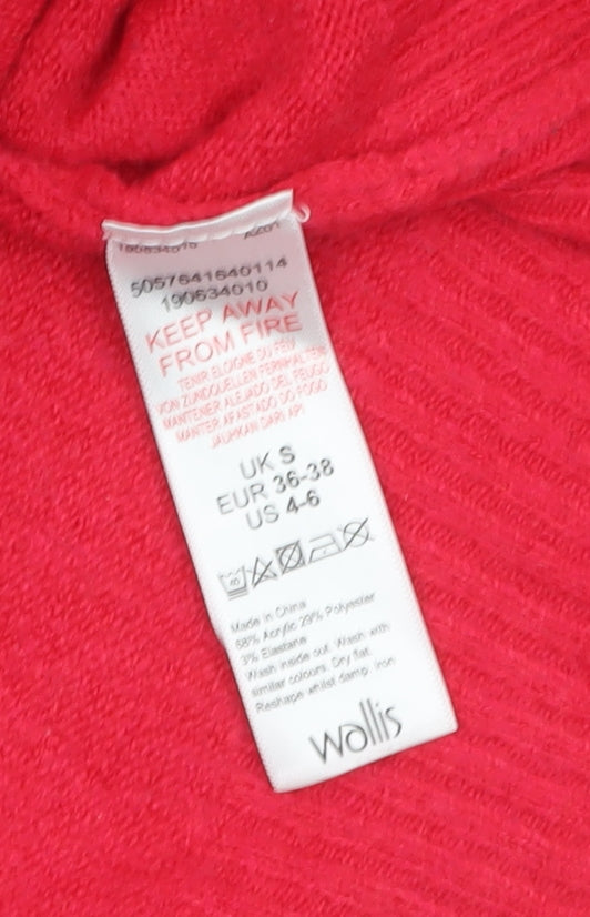 Wallis Women Red Roll Neck Long Sleeve Knit Jumper Size S