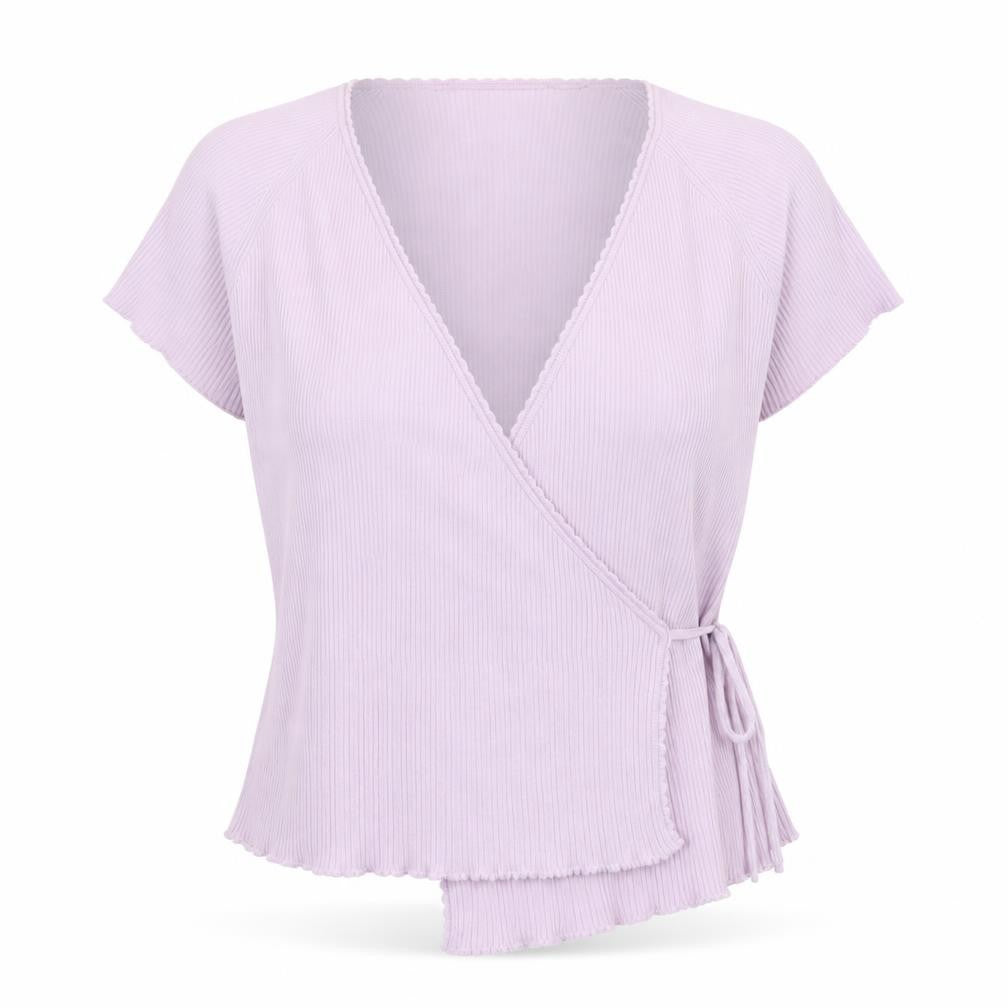 Next Women Purple Wrap Knit Blouse UK 16 Short Sleeve