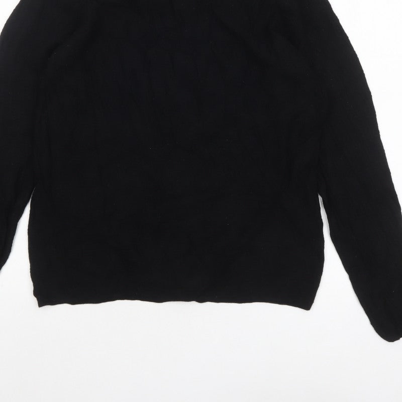 Zara Women Black Medium Crew Neck Knit Pullover Jumper