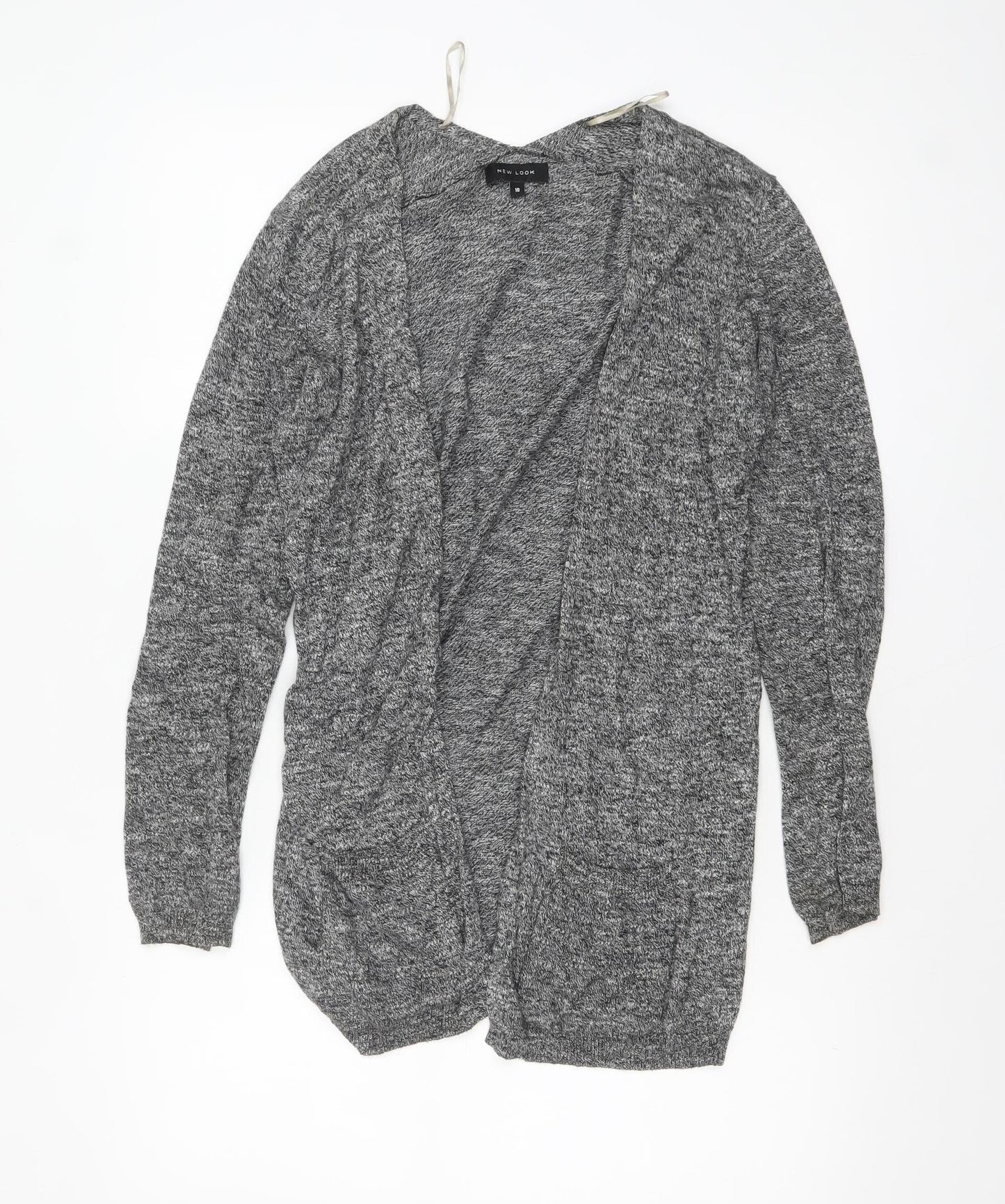 New Look Womens Grey Long Sleeve Open Knit Cotton Cardigan Size 10
