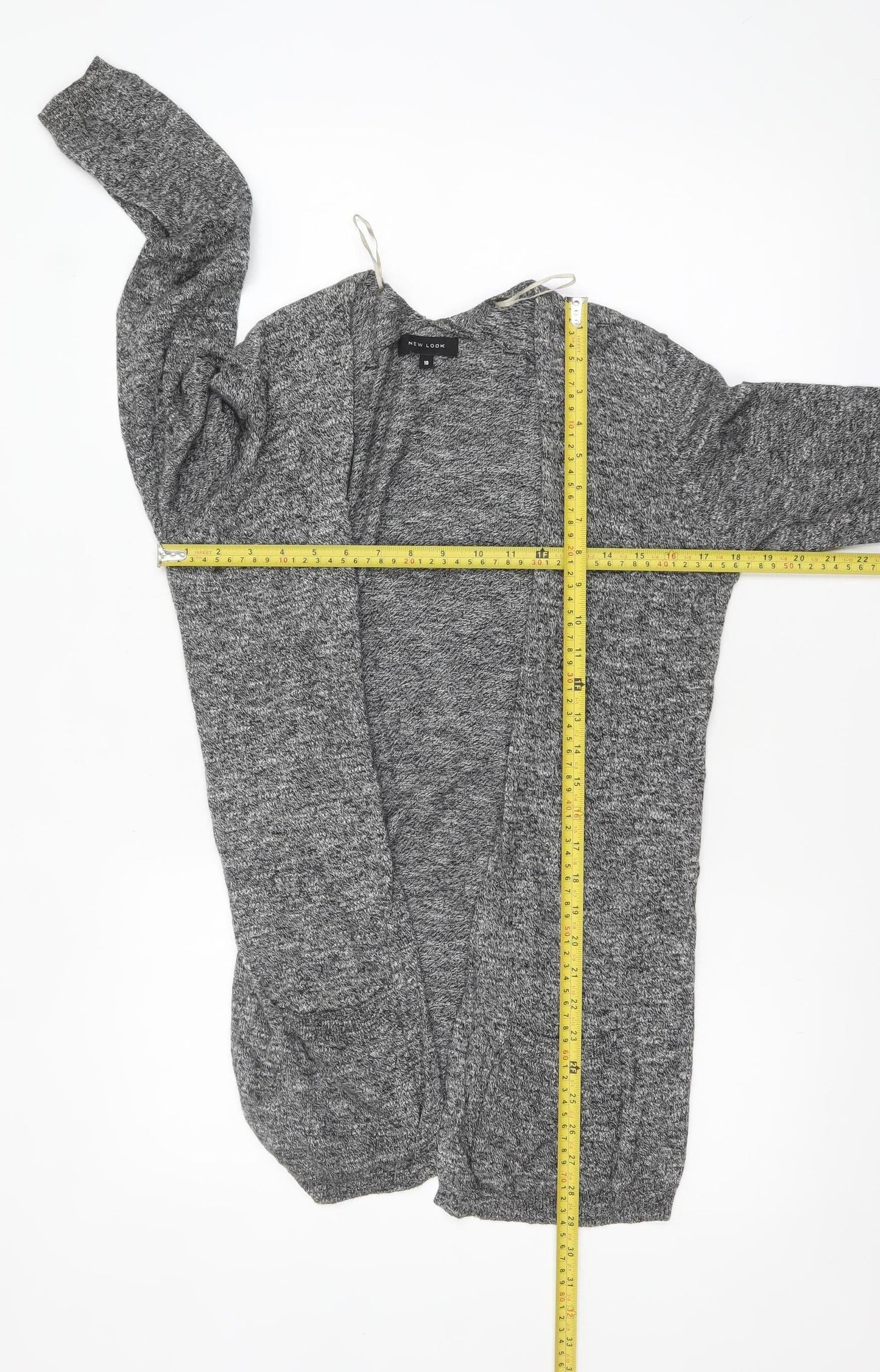New Look Womens Grey Long Sleeve Open Knit Cotton Cardigan Size 10