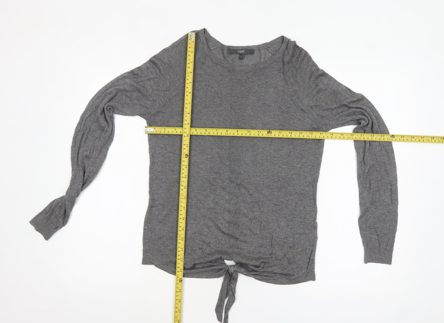 Next Women’s Grey Crew Neck Tie Hem Pullover Jumper Size 6