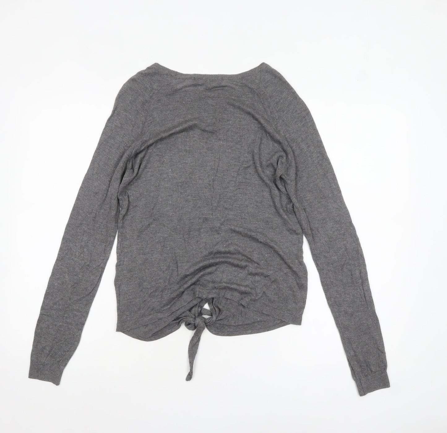 Next Women’s Grey Crew Neck Tie Hem Pullover Jumper Size 6