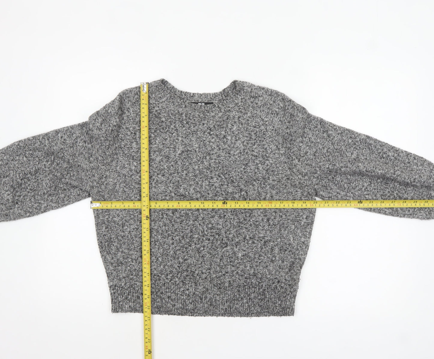 Uniqlo Women's Grey Chunky Knit Crew Neck Pullover Jumper S
