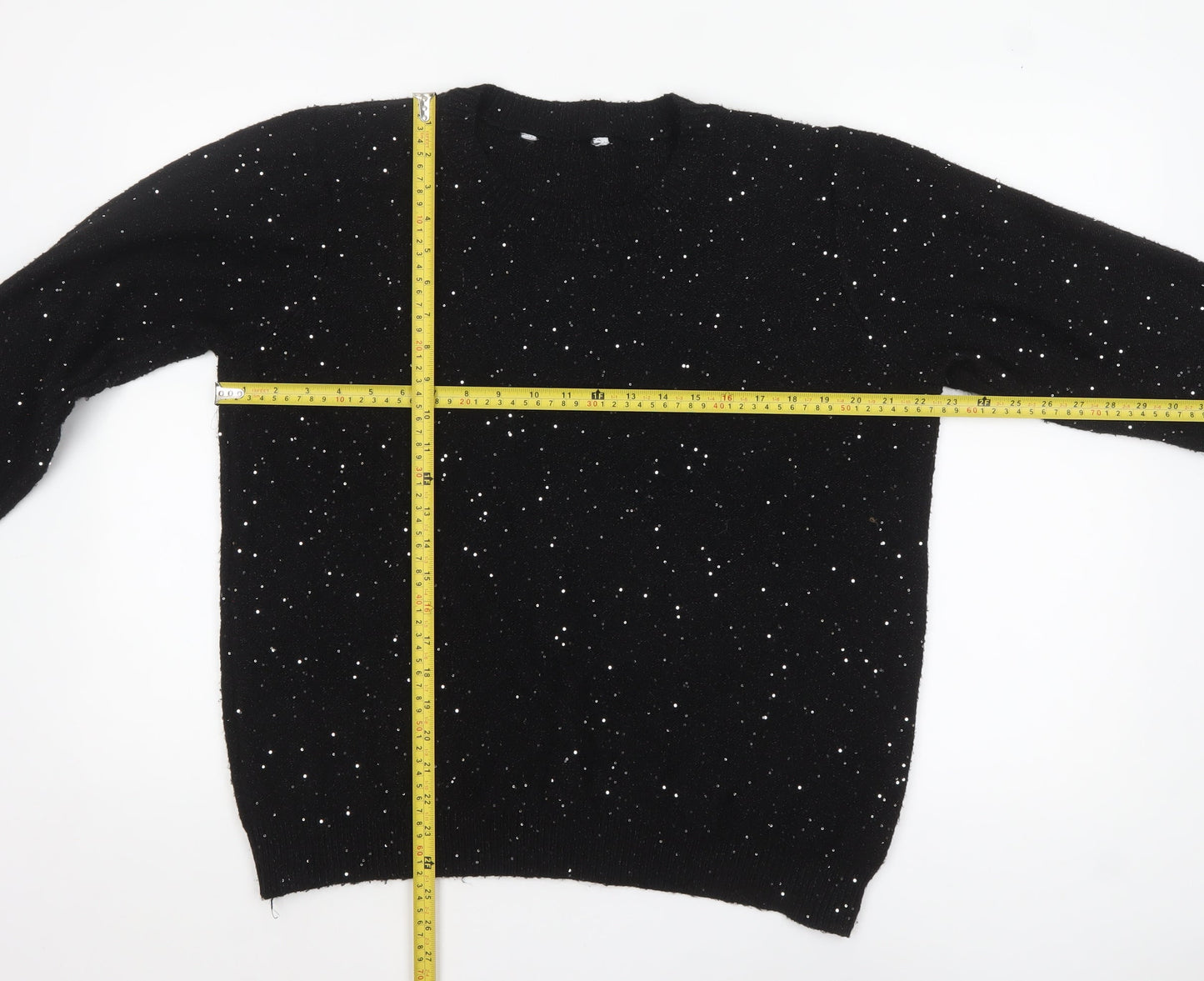 Bonmarché Women’s Black Sequin Knit Pullover Jumper Size 20