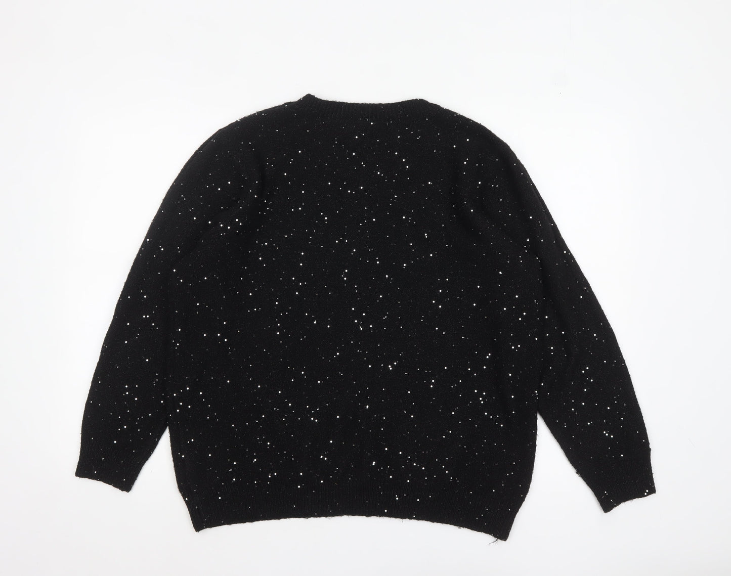 Bonmarché Women’s Black Sequin Knit Pullover Jumper Size 20