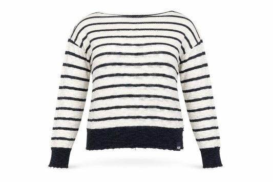Superdry Women White Navy Striped Knit Jumper XS