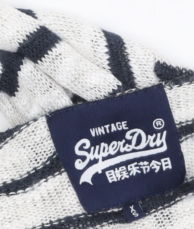 Superdry Women White Navy Striped Knit Jumper XS