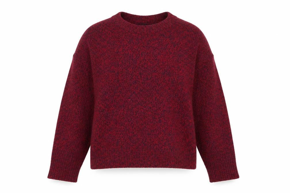 H&M Women Red Knit Pullover Jumper Size 14 Crew Neck Long Sleeve