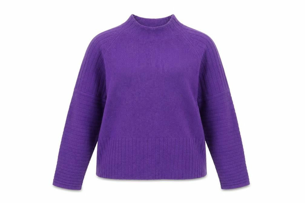 Whistles Women’s Purple Merino Wool Mock Neck Jumper Size M