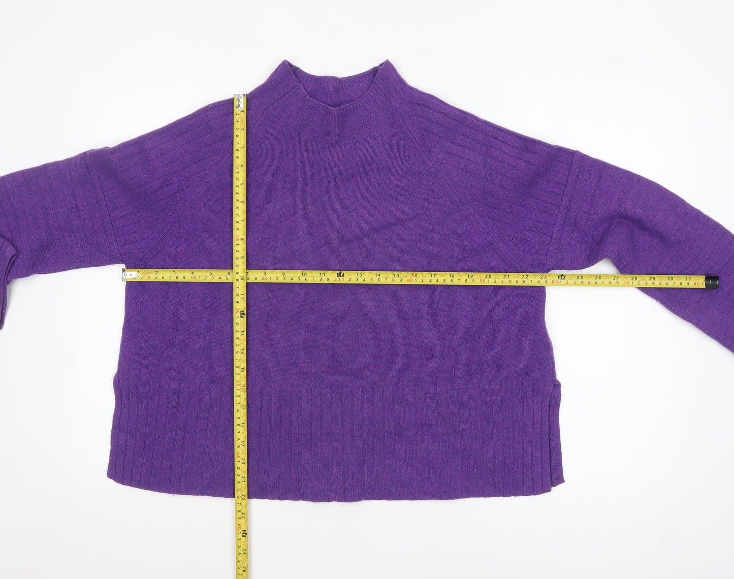 Whistles Women’s Purple Merino Wool Mock Neck Jumper Size M