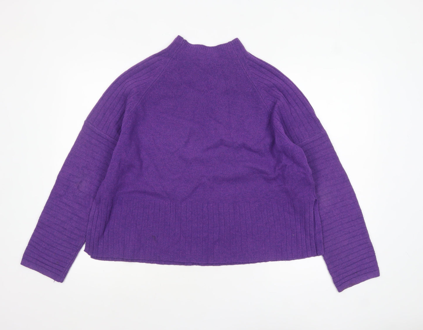 Whistles Women’s Purple Merino Wool Mock Neck Jumper Size M
