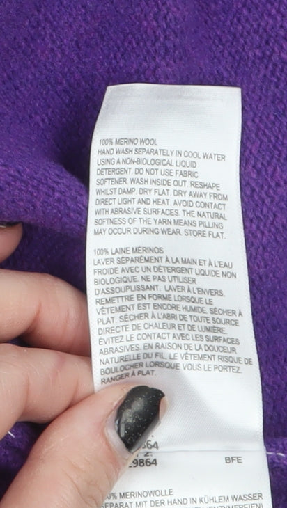 Whistles Women’s Purple Merino Wool Mock Neck Jumper Size M