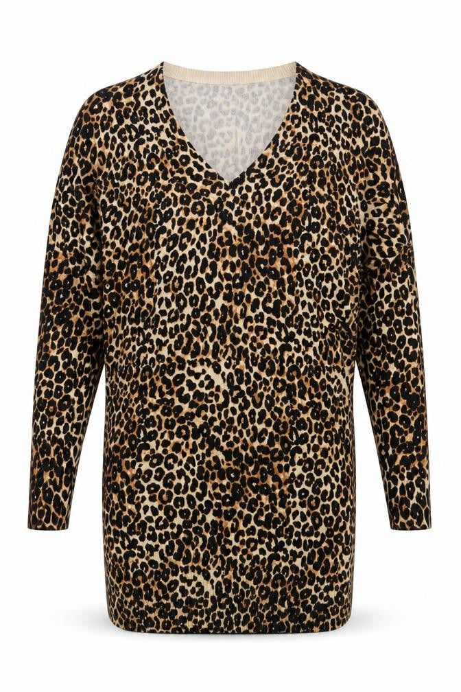 Star by Julien Macdonald Womens Leopard Print V-Neck Long Sleeve Jumper Size 12