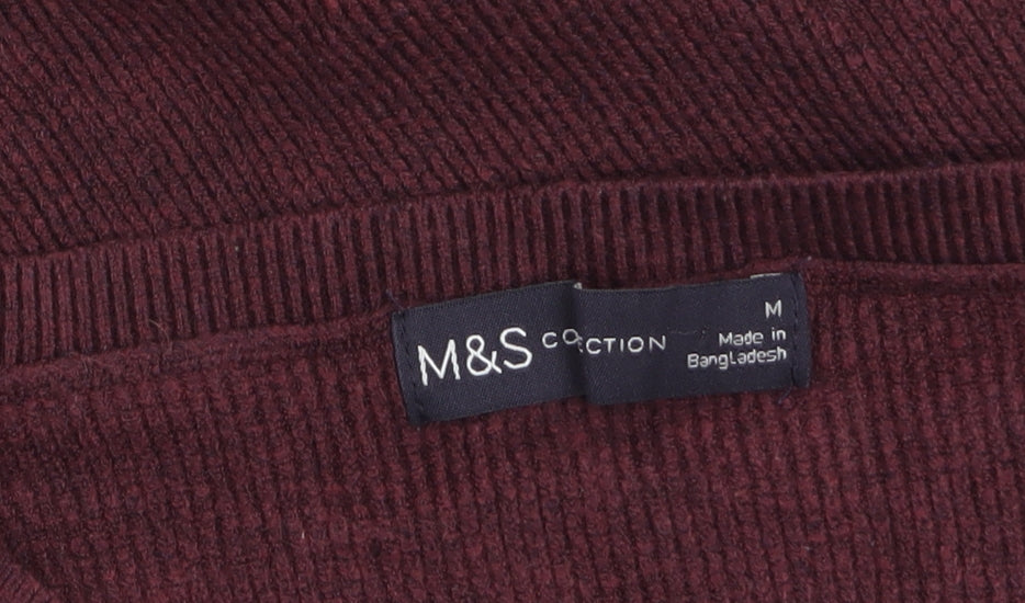 Marks and Spencer Women’s Brown V-Neck Puff Sleeve Knit Jumper M