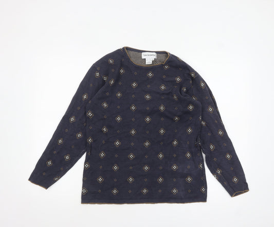 Breckenridge Women's Blue Geometric Cotton Pullover Jumper Size S