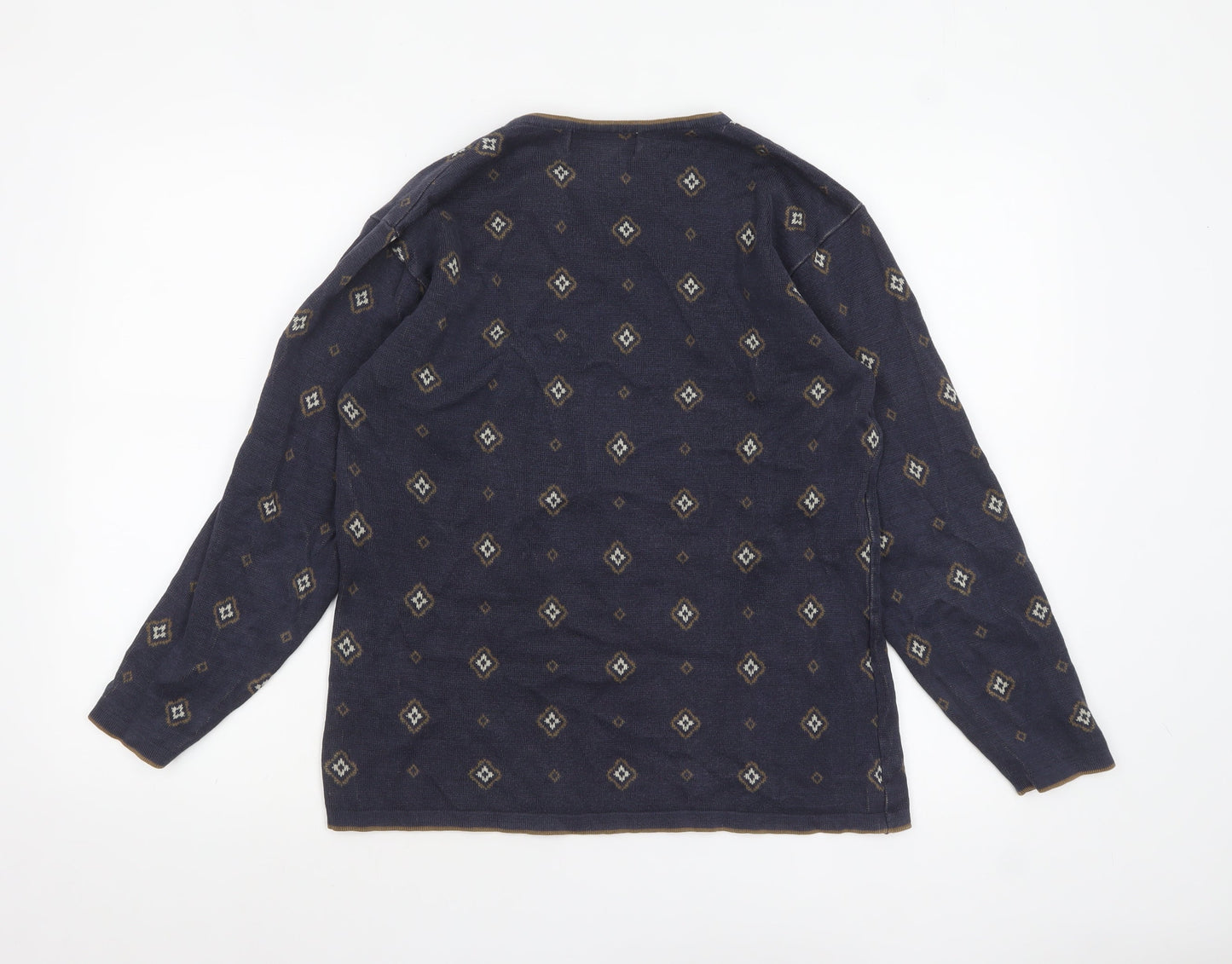 Breckenridge Women's Blue Geometric Cotton Pullover Jumper Size S
