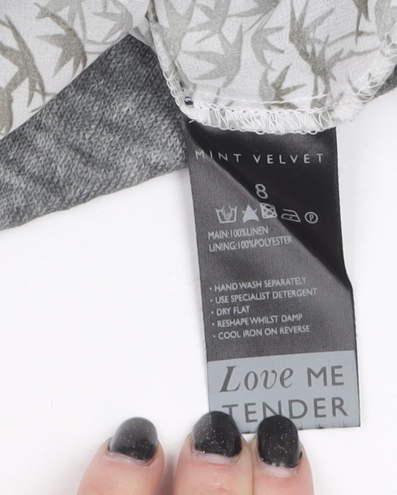 Mint Velvet Women’s Grey Asymmetric Linen Tunic Top Size 8