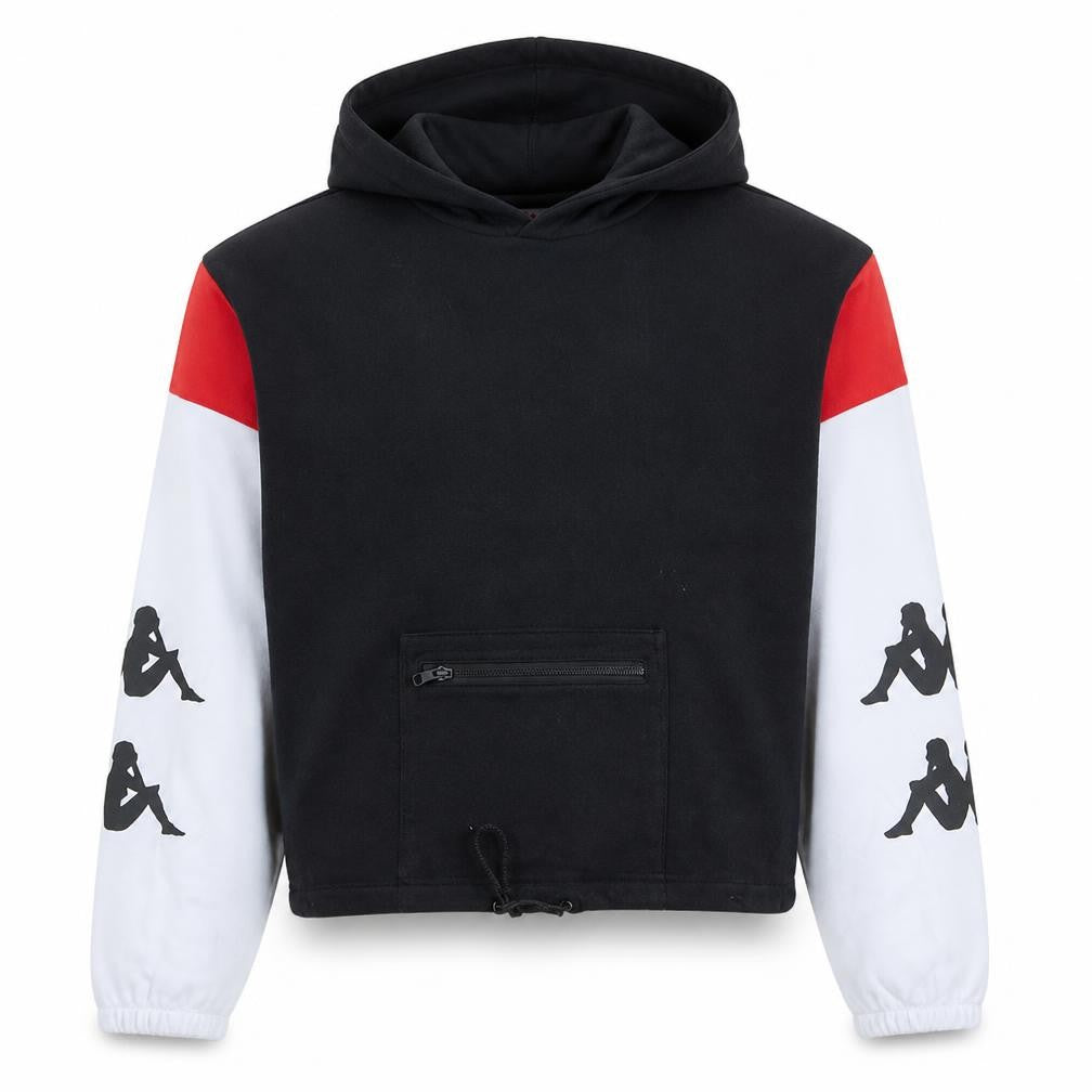 Kappa Unisex Black XS Pullover Hoodie with Logo & Zip Pocket