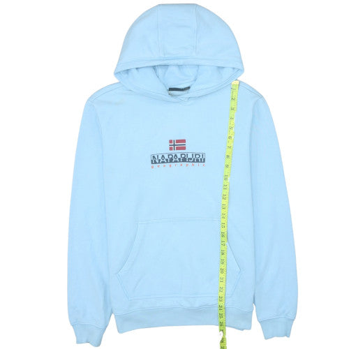 Napapijri Men's Blue Pullover Hoodie Size M Graphic Logo Fleece