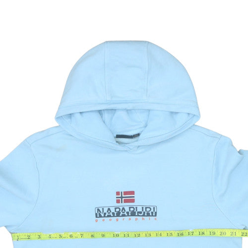Napapijri Men's Blue Pullover Hoodie Size M Graphic Logo Fleece