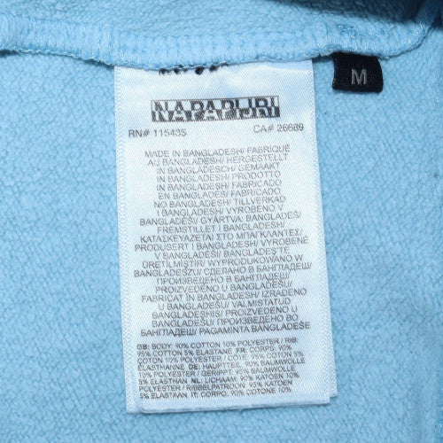 Napapijri Men's Blue Pullover Hoodie Size M Graphic Logo Fleece