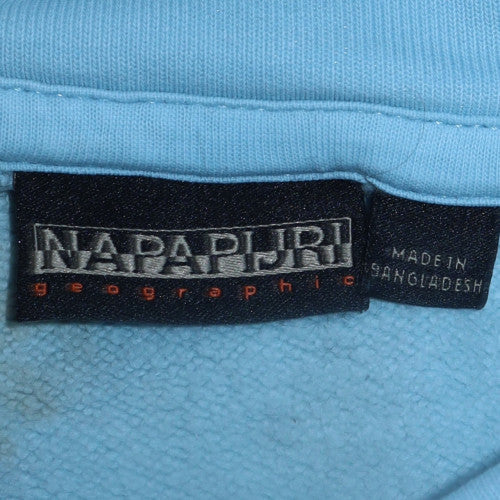 Napapijri Men's Blue Pullover Hoodie Size M Graphic Logo Fleece