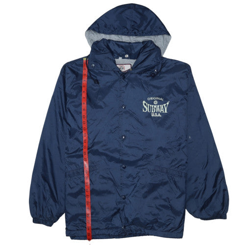 Subway USA Men’s Blue Nylon Hooded Windbreaker Jacket Size M