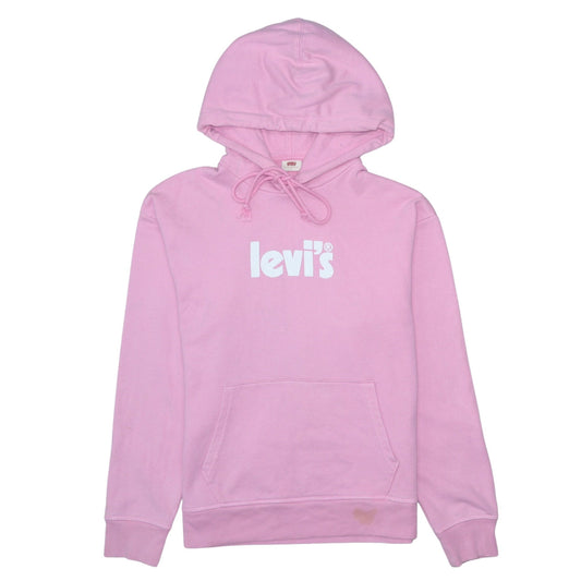 Levi's Women's Pink Pullover Hoodie Size S Logo Print Cotton Sweatshirt