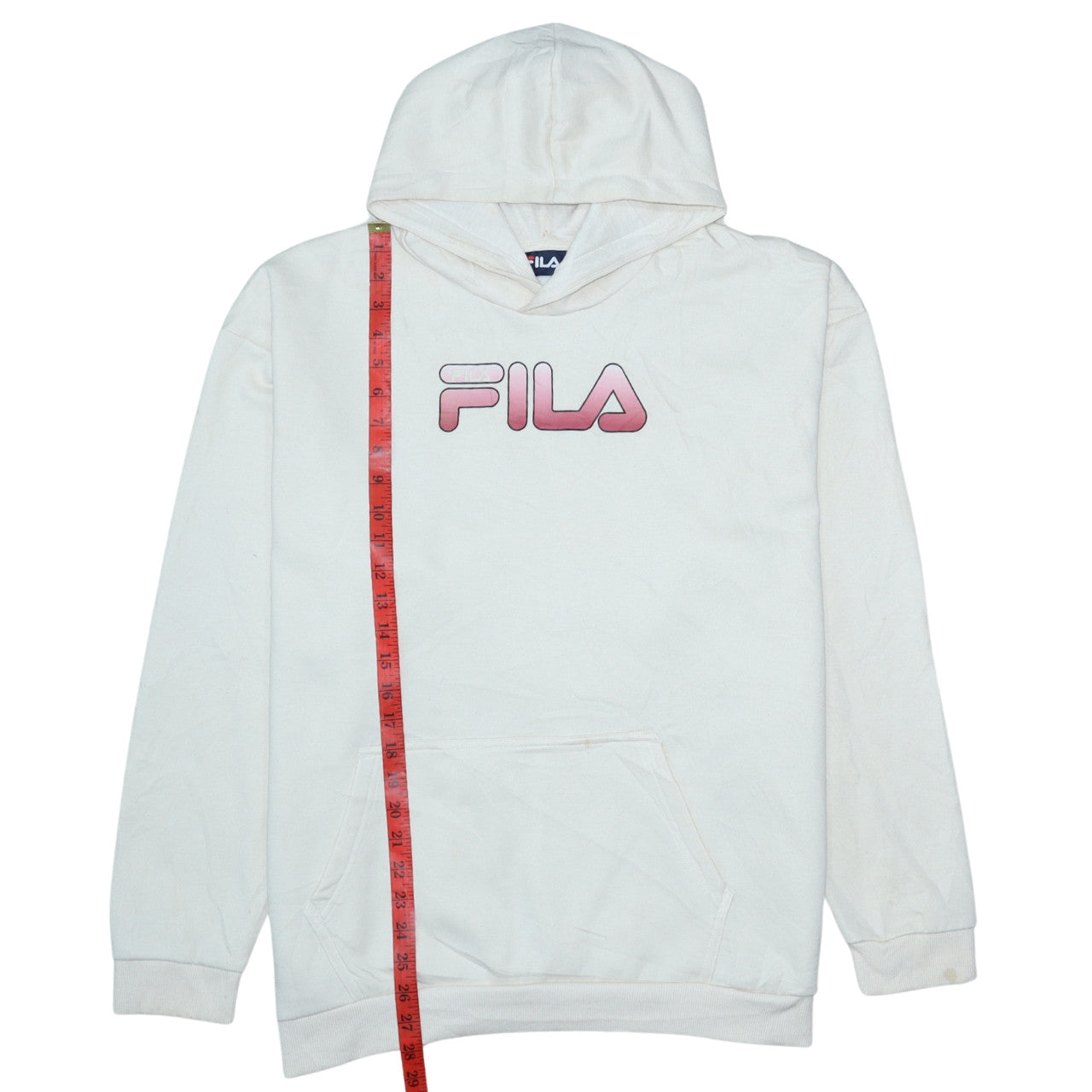 Fila Mens White Pullover Hoodie 2XL Graphic Logo Sweatshirt