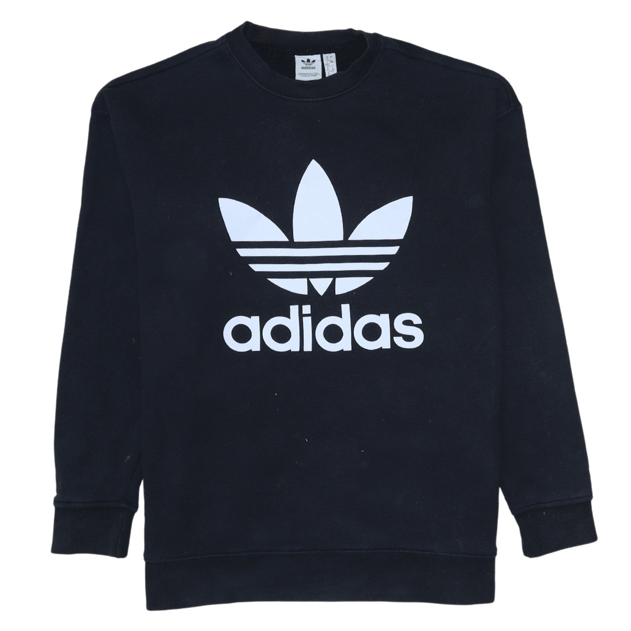 Adidas Womens Black Crew Neck Long Sleeve Logo Pullover Sweatshirt UK 16