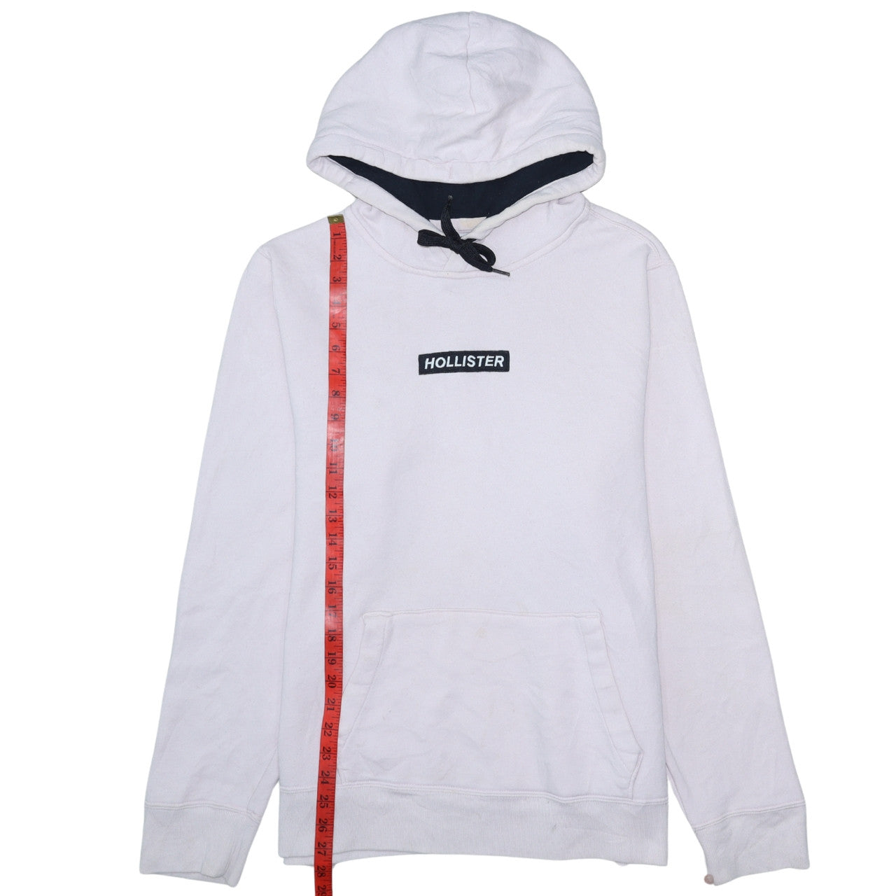 Hollister Womens White Hooded Pullover Sweatshirt XL Cotton Blend